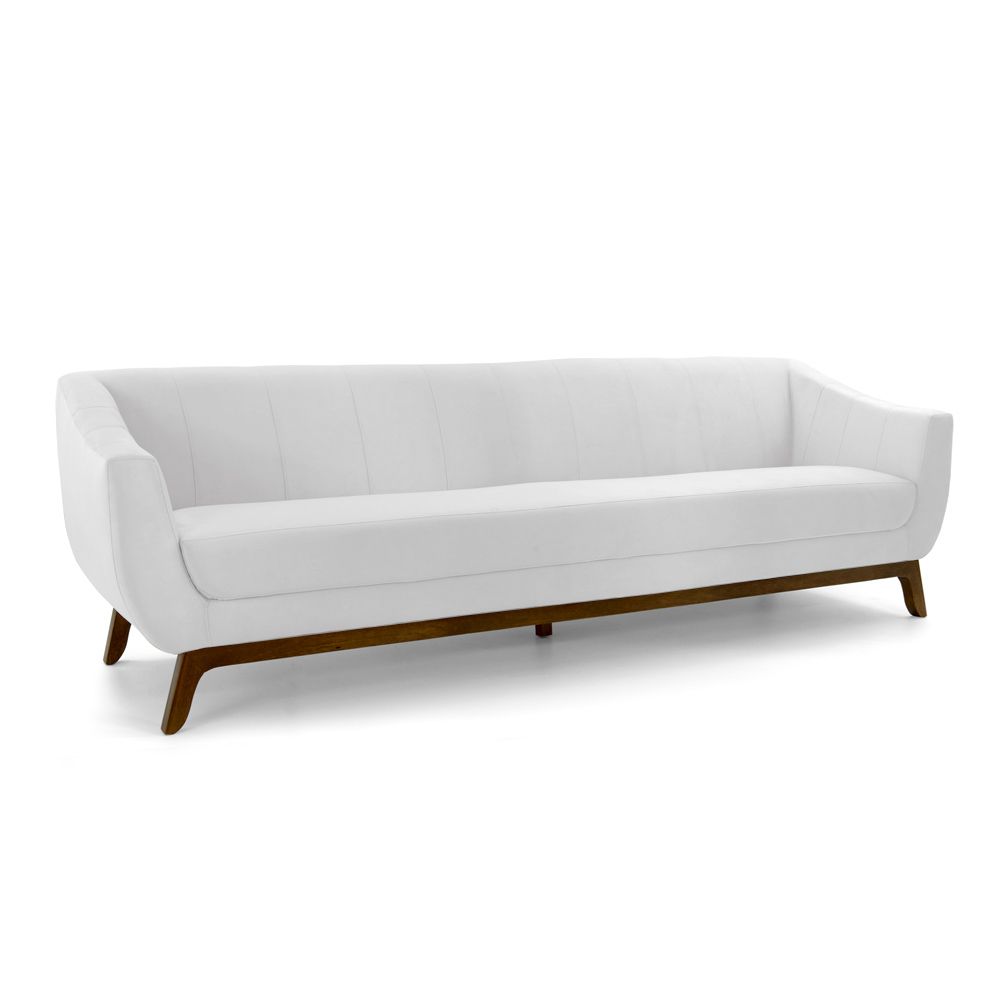 Sofá 3 Lugares Boomer 210cm PU Sintético Branco G15 - Gran Belo
