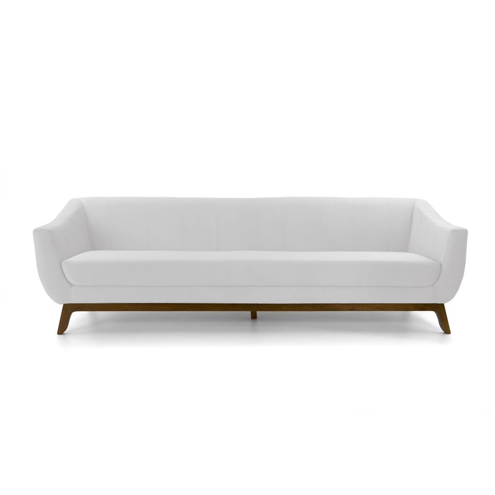 Sofá 3 Lugares Boomer 210cm PU Sintético Branco G15 - Gran Belo