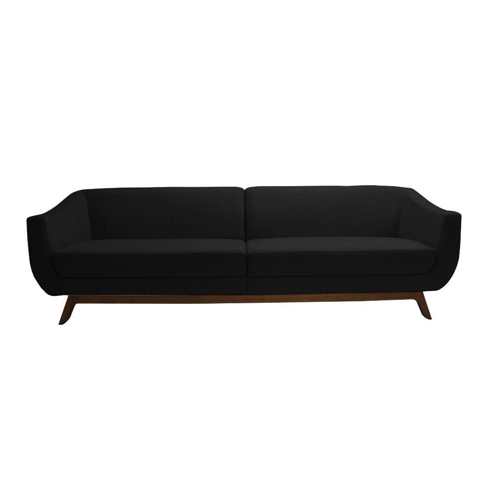 Sofá 3 Lugares Boomer 230cm PU Sintético Preto G15 - Gran Belo