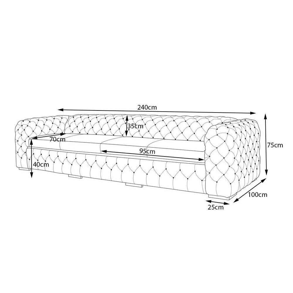 Sofá 3 Lugares Gênova 240cm Couro Conhaque G58 - Gran Belo