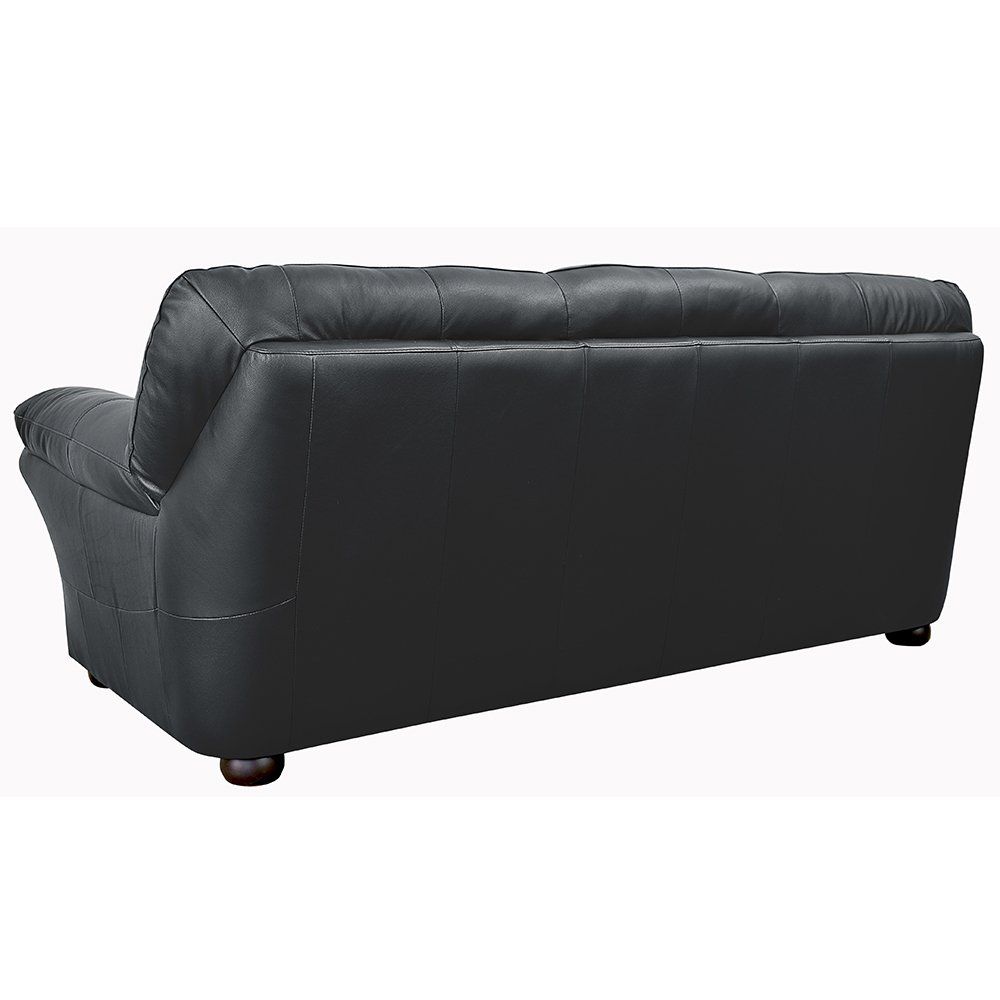 Sofá 3 Lugares Laura 212cm Couro Negro - Gran Belo