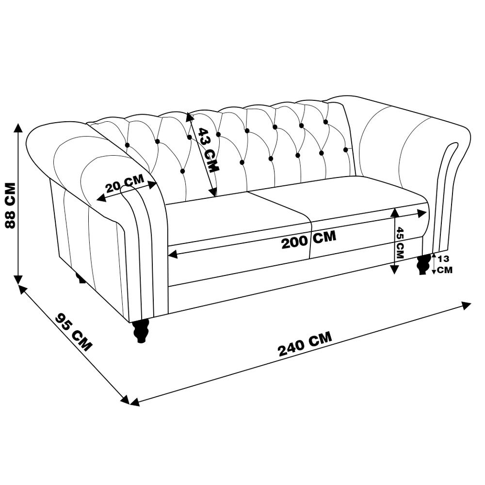 Sofá 3 Lugares Maggiore 240cm Couro Branco - Gran Belo