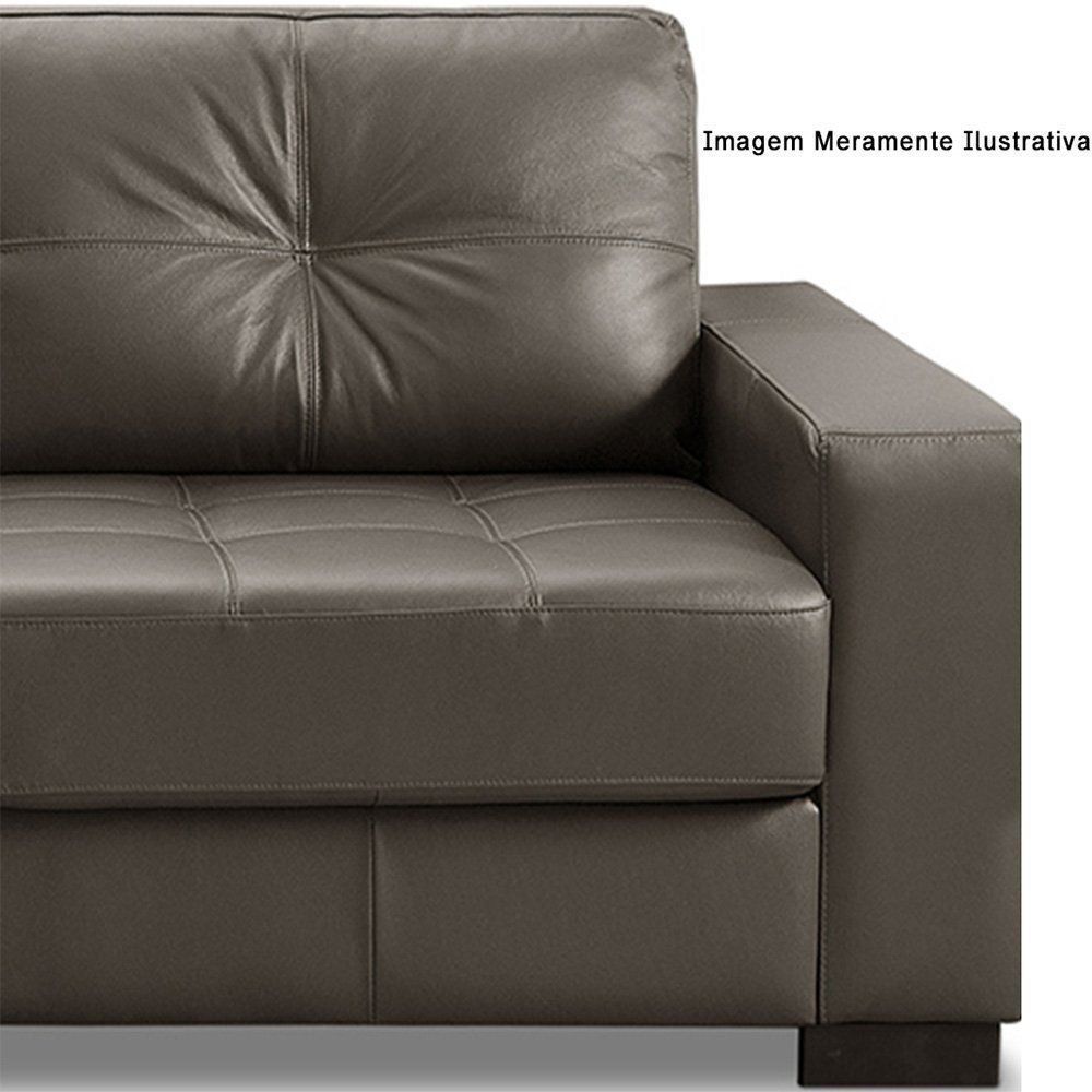 Sofá 3 Lugares Milão 200cm Couro Chocolate - Gran Belo