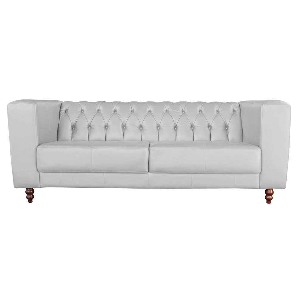 Sofá 3 Lugares Ravena 200cm Couro Branco G58 - Gran Belo