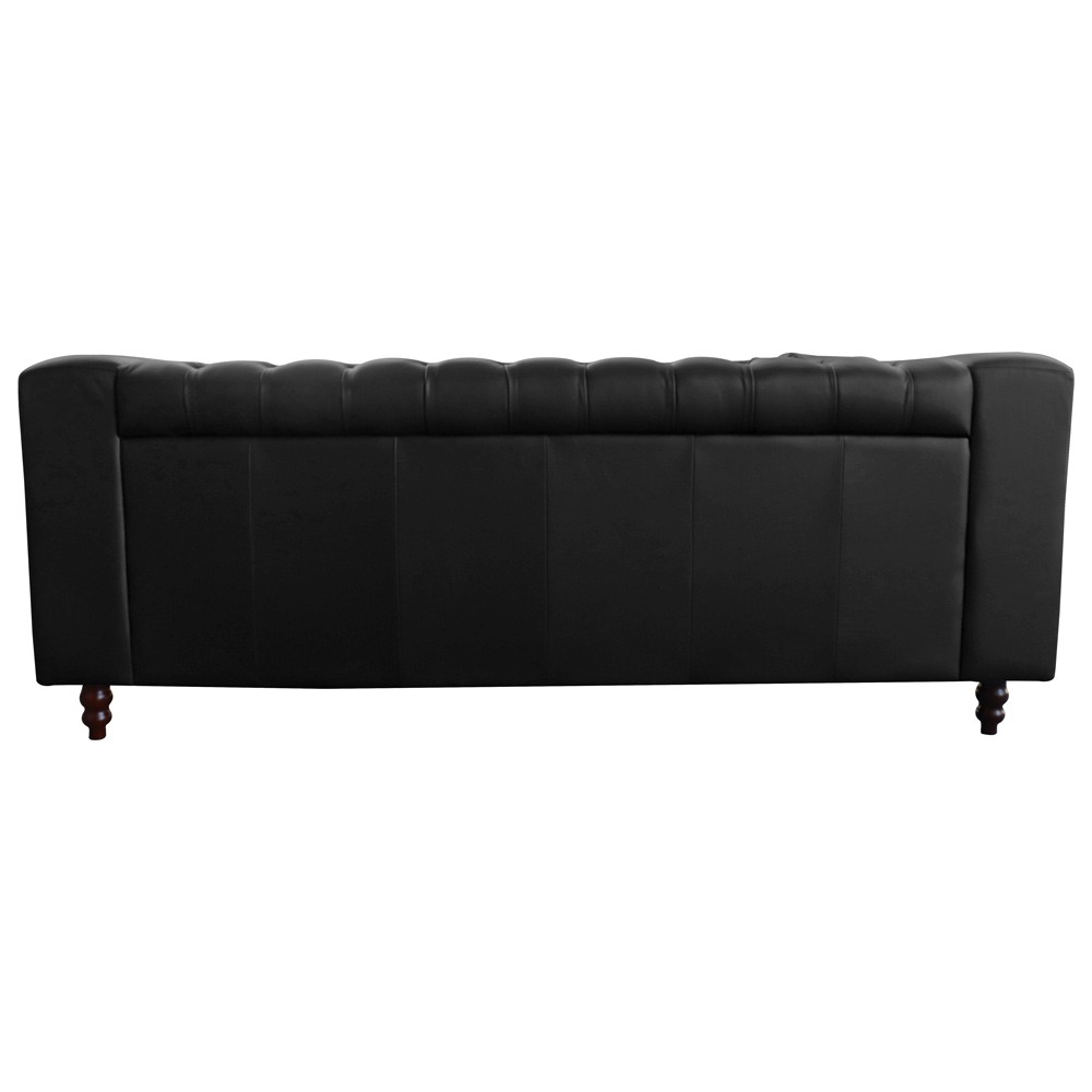 Sofá 3 Lugares Ravena 200cm Couro Preto G58 - Gran Belo