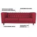 Sofá 3 Lugares Ravena 220cm Couro Vermelho G58 - Gran Belo