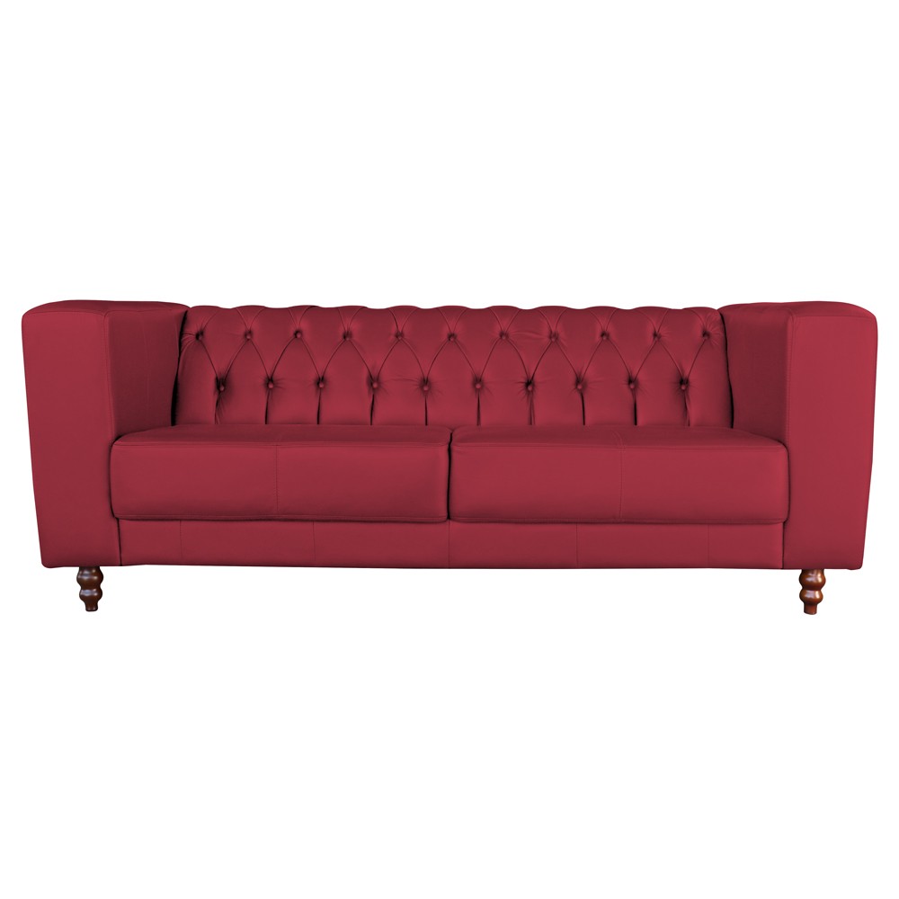 Sofá 3 Lugares Ravena 220cm Couro Vermelho G58 - Gran Belo