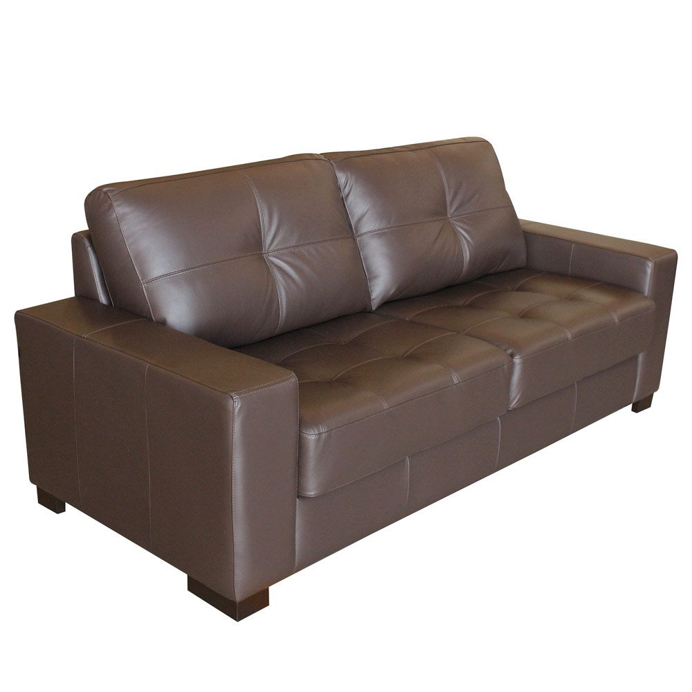 Sofá 3 Lugares Sala de Estar 200cm Milão Couro Chocolate G03 - Gran Belo