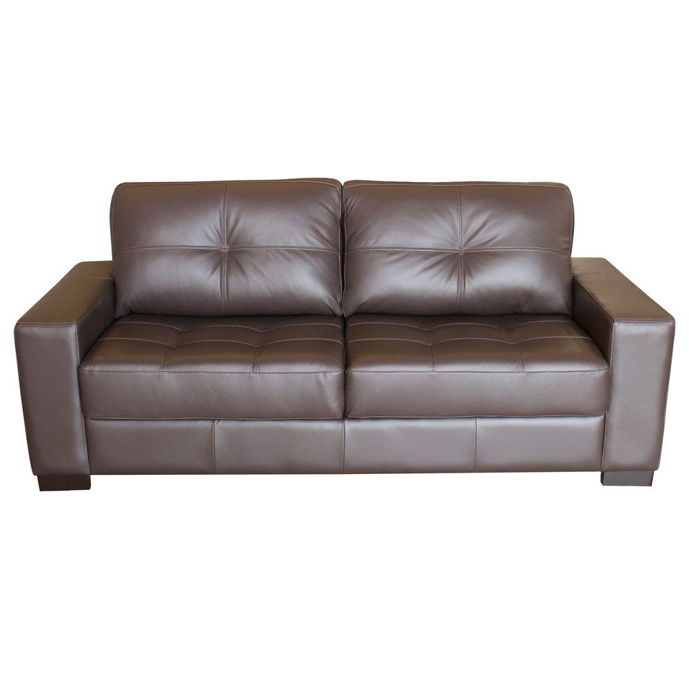 Sofá 3 Lugares Sala de Estar 200cm Milão Couro Chocolate G03 - Gran Belo
