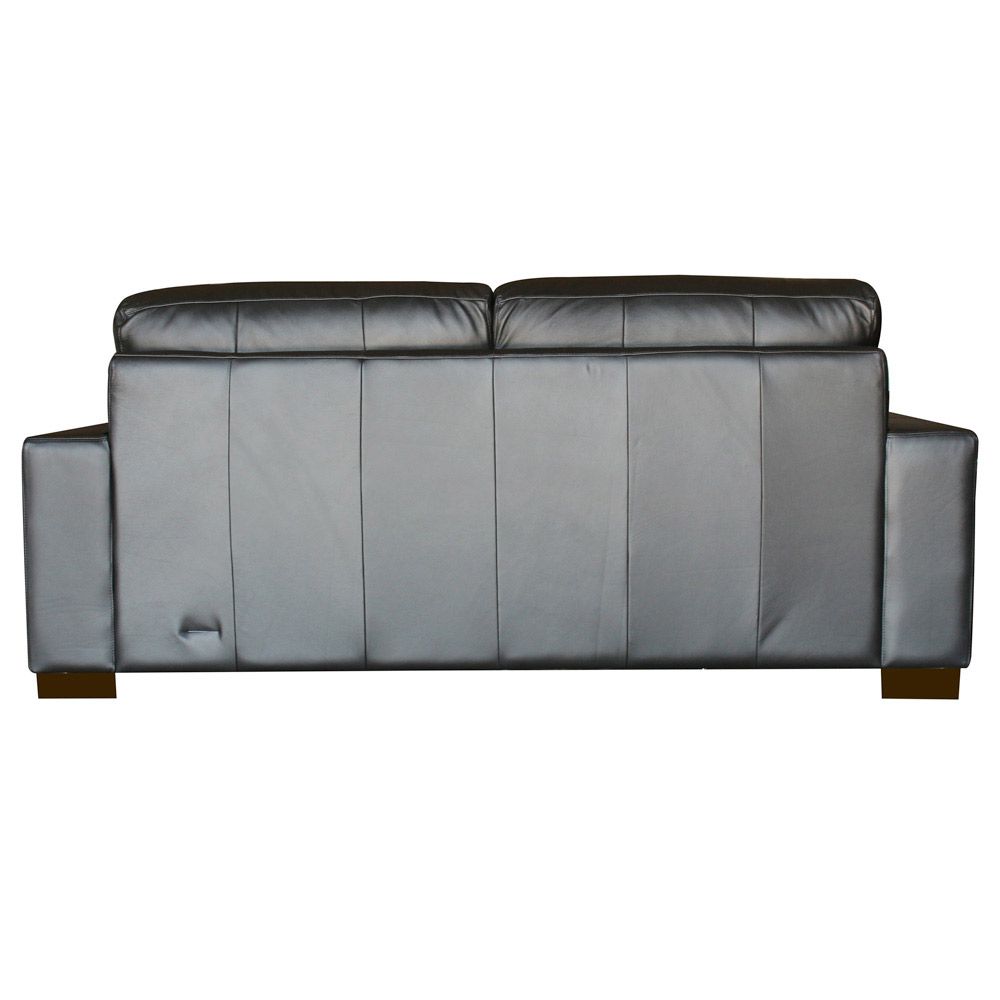Sofá 3 Lugares Sala de Estar 200cm Milão Couro Preto G03 - Gran Belo