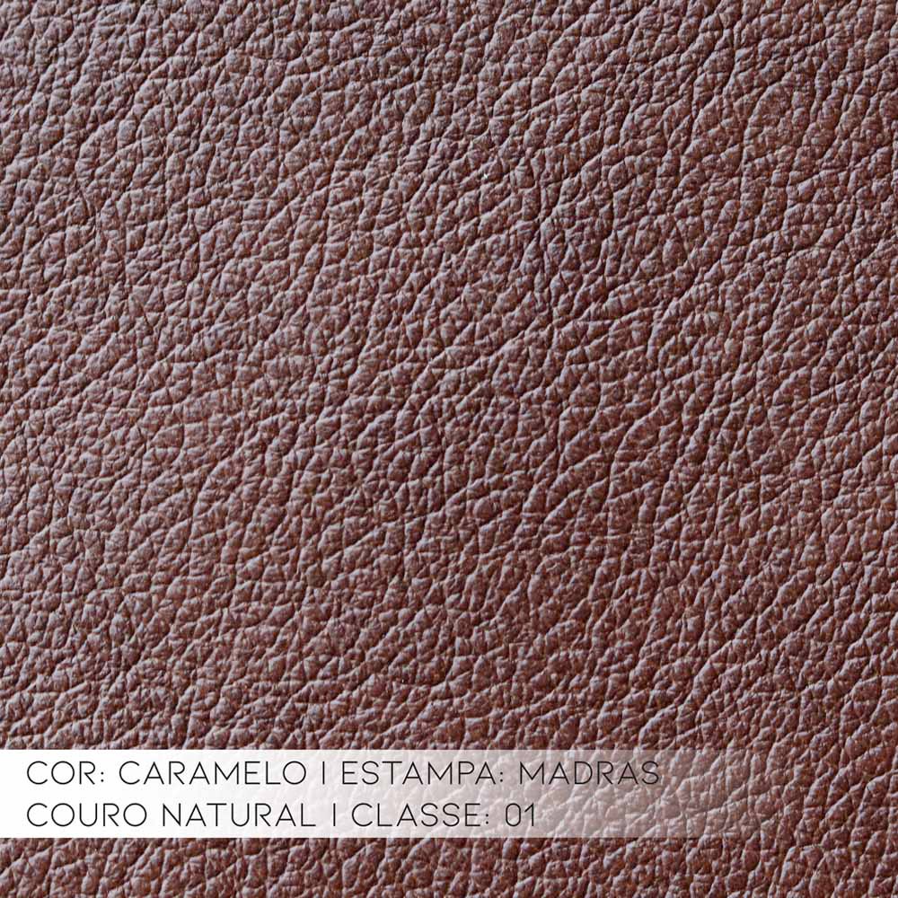 Sofá 3 Lugares Sala de Estar 205cm Estocolmo Couro Caramelo G03 - Gran Belo