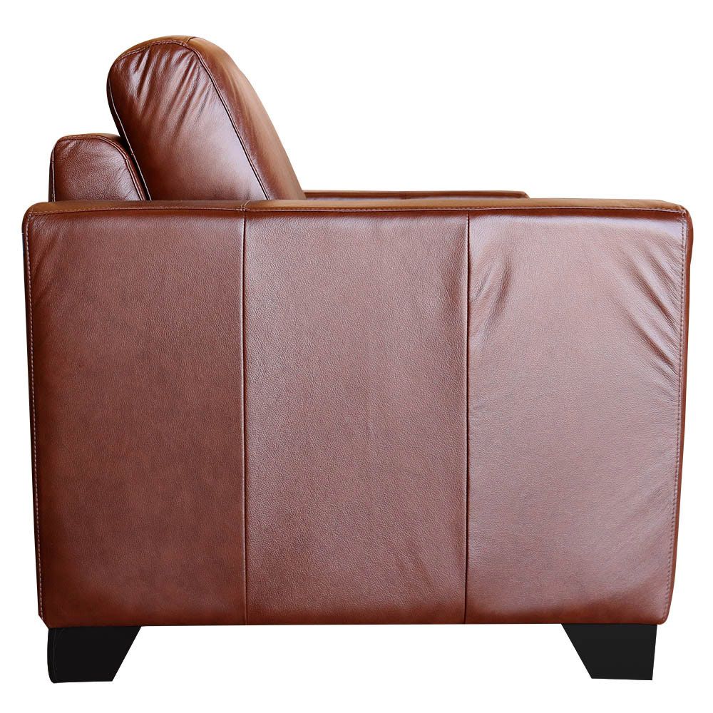 Sofá 3 Lugares Sala de Estar 205cm Estocolmo Couro Caramelo G03 - Gran Belo