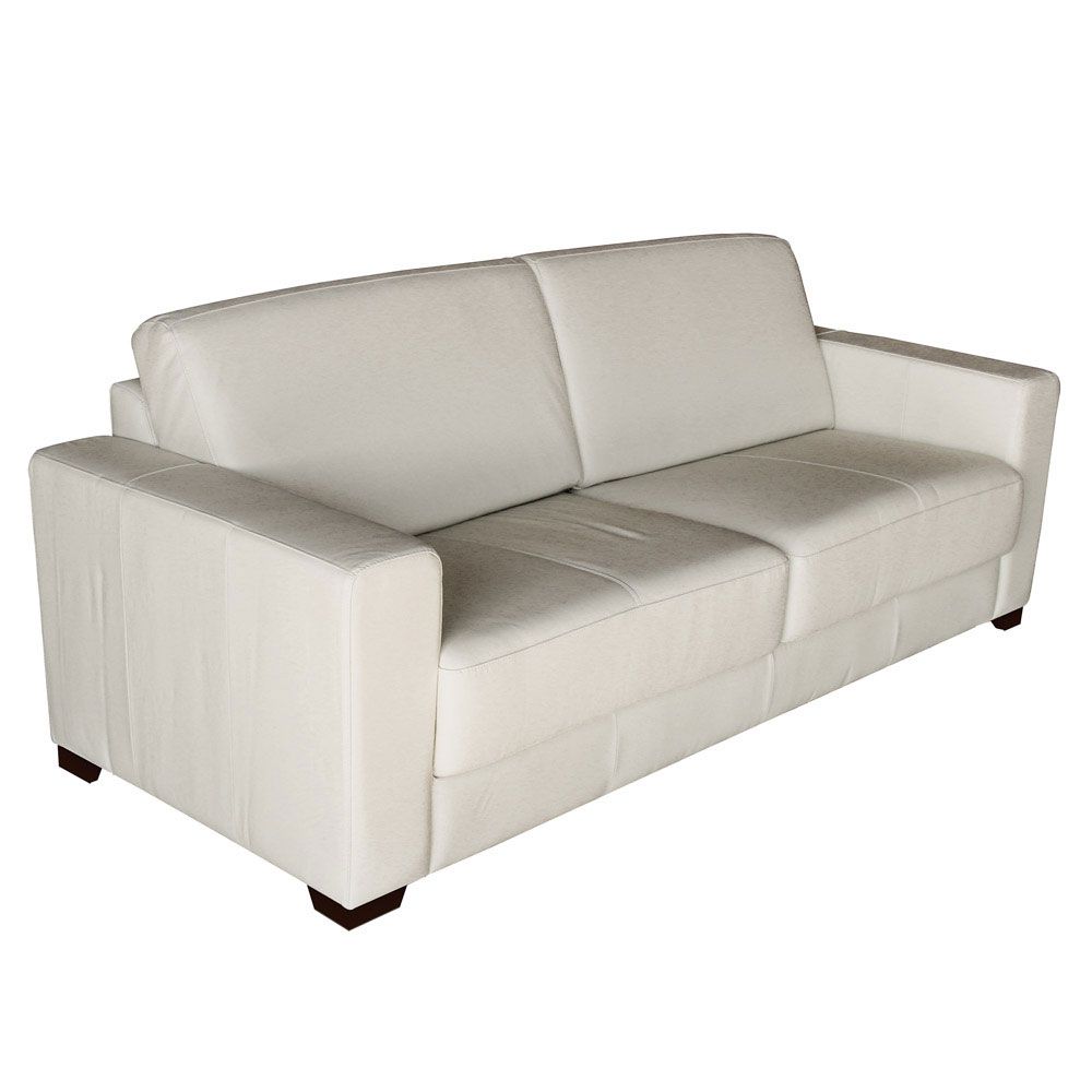 Sofá 3 Lugares Sala de Estar 205cm Estocolmo Couro Off White G03 - Gran Belo