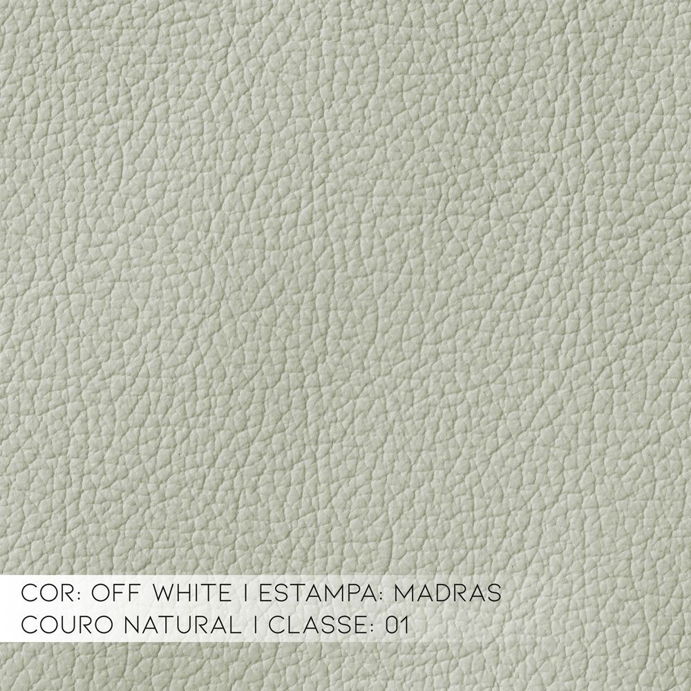 Sofá 3 Lugares Sala de Estar 205cm Estocolmo Couro Off White G03 - Gran Belo