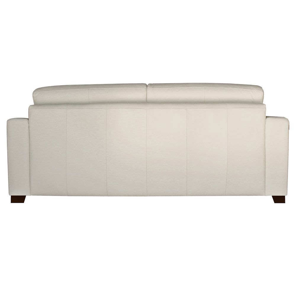 Sofá 3 Lugares Sala de Estar 205cm Estocolmo Couro Off White G03 - Gran Belo