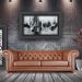 Sofá 3 Lugares Sala de Estar 235cm Chesterfield Duo Couro Conhaque Brilho - Gran Belo