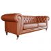 Sofá 3 Lugares Sala de Estar 235cm Chesterfield Duo Couro Conhaque Brilho - Gran Belo