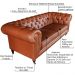 Sofá 3 Lugares Sala de Estar 235cm Chesterfield Duo Couro Conhaque Brilho G40 - Gran Belo