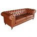 Sofá 3 Lugares Sala de Estar 235cm Chesterfield Duo Couro Conhaque Brilho G40 - Gran Belo