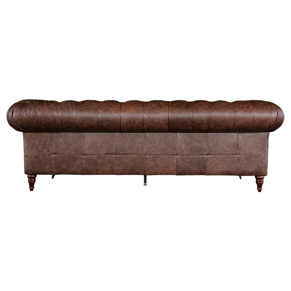 Sofá 3 Lugares Sala de Estar 235cm Chesterfield Duo Couro Tabaco - Gran Belo