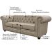 Sofá 3 Lugares Sala de Estar 235cm Chesterfield Pés Madeira Couro Avelã - Gran Belo 