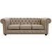 Sofá 3 Lugares Sala de Estar 235cm Chesterfield Pés Madeira Couro Avelã G40 - Gran Belo