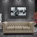 Sofá 3 Lugares Sala de Estar 235cm Chesterfield Pés Madeira Couro Avelã G40 - Gran Belo