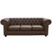 Sofá 3 Lugares Sala de Estar 235cm Chesterfield Pés Madeira Couro Capucino - Gran Belo 