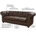 Sofá 3 Lugares Sala de Estar 235cm Chesterfield Pés Madeira Couro Capucino - Gran Belo 