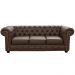 Sofá 3 Lugares Sala de Estar 235cm Chesterfield Pés Madeira Couro Capucino G40 - Gran Belo