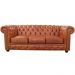 Sofá 3 Lugares Sala de Estar 235cm Chesterfield Pés Madeira Couro Conhaque G40 - Gran Belo