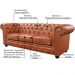 Sofá 3 Lugares Sala de Estar 235cm Chesterfield Pés Madeira Couro Conhaque G40 - Gran Belo