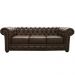 Sofá 3 Lugares Sala de Estar 235cm Chesterfield Pés Madeira Couro Marrom - Gran Belo 