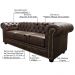 Sofá 3 Lugares Sala de Estar 235cm Chesterfield Pés Madeira Couro Marrom - Gran Belo 