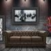 Sofá 3 Lugares Sala de Estar 235cm Chesterfield Pés Madeira Couro Marrom - Gran Belo 