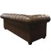 Sofá 3 Lugares Sala de Estar 235cm Chesterfield Pés Madeira Couro Marrom - Gran Belo 
