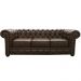 Sofá 3 Lugares Sala de Estar 235cm Chesterfield Pés Madeira Couro Marrom G40 - Gran Belo