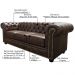 Sofá 3 Lugares Sala de Estar 235cm Chesterfield Pés Madeira Couro Marrom G40 - Gran Belo