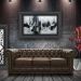 Sofá 3 Lugares Sala de Estar 235cm Chesterfield Pés Madeira Couro Marrom G40 - Gran Belo