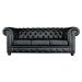 Sofá 3 Lugares Sala de Estar 235cm Chesterfield Pés Madeira Couro Preto - Gran Belo