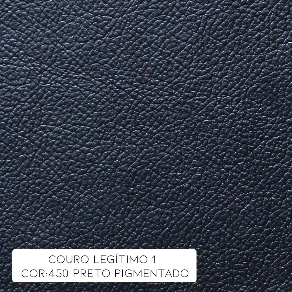 Sofá 3 Lugares Sala de Estar 235cm Chesterfield Pés Madeira Couro Preto - Gran Belo