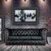 Sofá 3 Lugares Sala de Estar 235cm Chesterfield Pés Madeira Couro Preto - Gran Belo