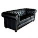 Sofá 3 Lugares Sala de Estar 235cm Chesterfield Pés Madeira Couro Preto - Gran Belo