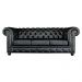Sofá 3 Lugares Sala de Estar 235cm Chesterfield Pés Madeira Couro Preto G40 - Gran Belo