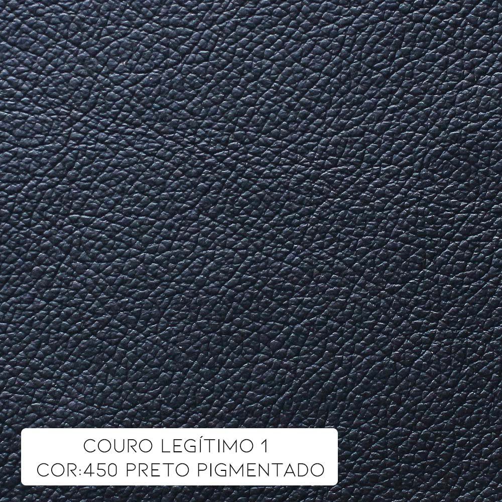 Sofá 3 Lugares Sala de Estar 235cm Chesterfield Pés Madeira Couro Preto G40 - Gran Belo