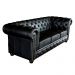 Sofá 3 Lugares Sala de Estar 235cm Chesterfield Pés Madeira Couro Preto G40 - Gran Belo