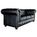 Sofá 3 Lugares Sala de Estar 235cm Chesterfield Pés Madeira Couro Preto G40 - Gran Belo