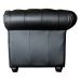 Sofá 3 Lugares Sala de Estar 235cm Chesterfield Pés Madeira Couro Preto G40 - Gran Belo