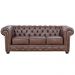 Sofá 3 Lugares Sala de Estar 235cm Chesterfield Pés Madeira Couro Tabaco - Gran Belo 