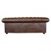 Sofá 3 Lugares Sala de Estar Chesterfield Pés Madeira Couro Tabaco Brilho - Gran Belo